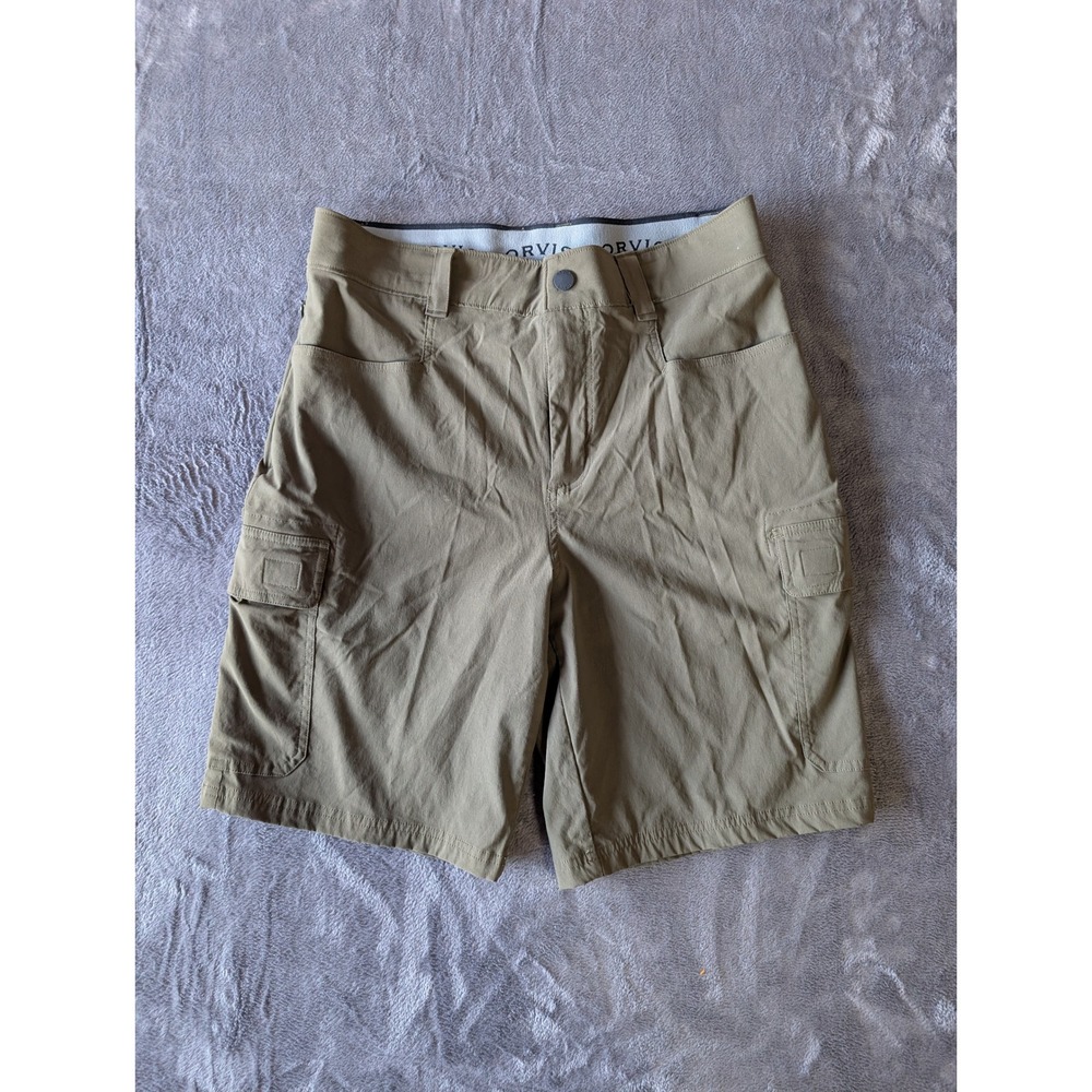 Orvis Mens‎ Tech Cargo Shorts Khaki Tan Stretch Outdoor Hiking Size 32